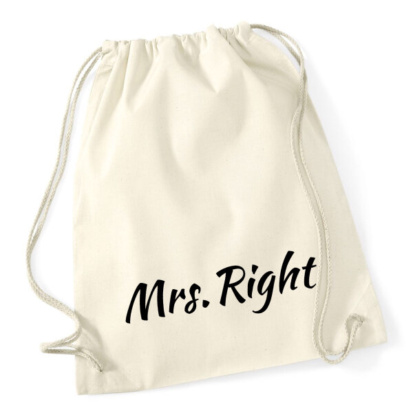Turnbeutel Mrs. Right Schriftzug 12 Liter