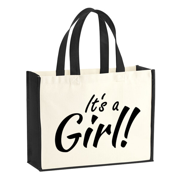 Jutetasche It`s a Girl! Schriftzug 21 Liter Black