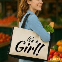 Jutetasche It`s a Girl! Schriftzug 21 Liter Black