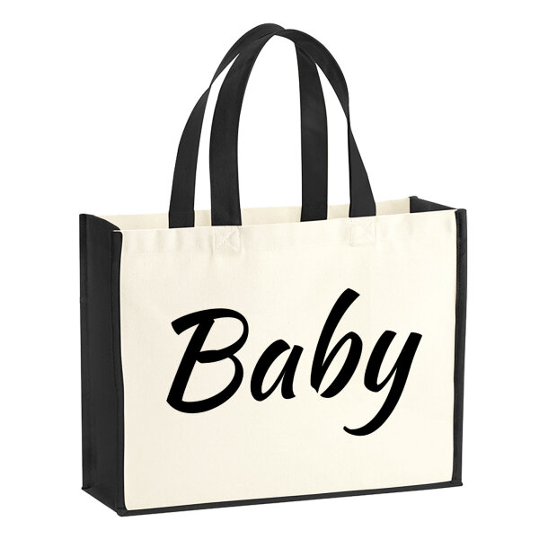 Jutetasche Baby Schriftzug 21 Liter Black