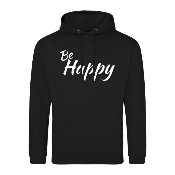 Unisex Hoodie Be Happy Schriftzug Größe S-3XL