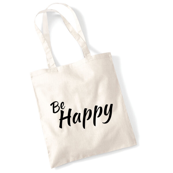 Jutebeutel Be Happy Schriftzug 10 Liter