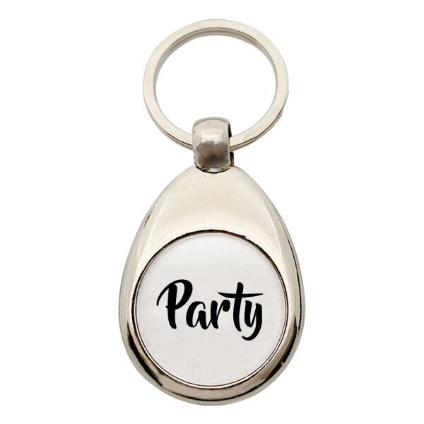 Schlüsselanhänger Party Schriftzug