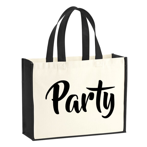 Jutetasche Party Schriftzug 21 Liter Black