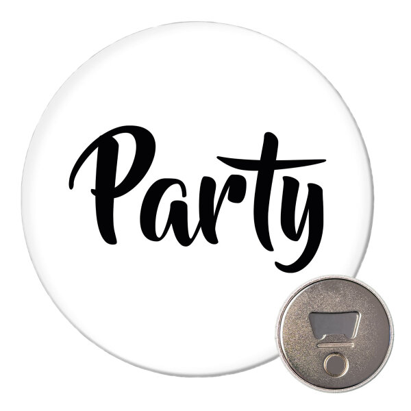 Magnet Party Schriftzug 59mm Kühlschrankmagnet Flaschenöffner