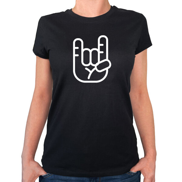 Damen T-Shirt Pommesgabel Hand Größe XS-XXL