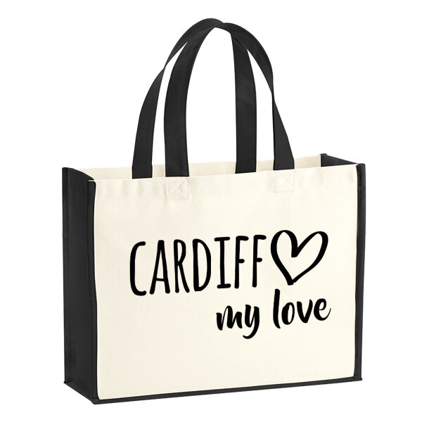 Jutetasche Cardiff my love 21 Liter Black