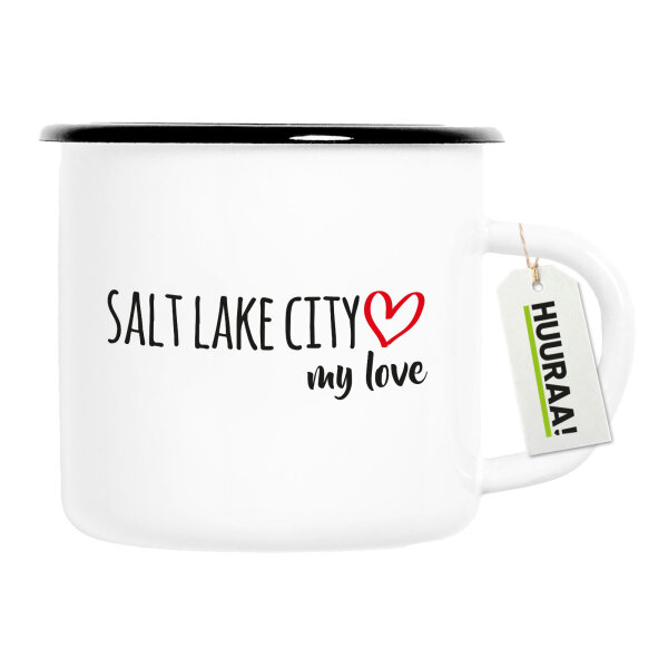 Emaille Tasse Salt Lake City my love 300ml Vintage Emaille Becher