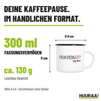 Emaille Tasse Palm Springs my love in Weiß, 300 ml