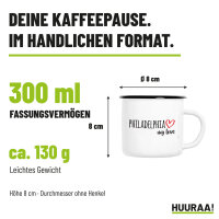 Emaille Tasse Philadelphia my love in Weiß, 300 ml