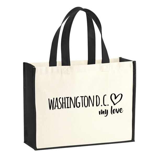Jutetasche Washington D.C. my love 21 Liter Black