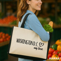 Jutetasche Washington D.C. my love 21 Liter Black