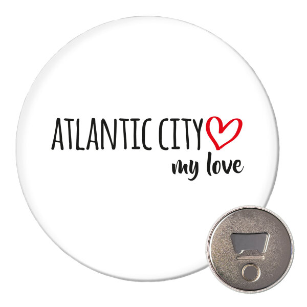 Magnet Atlantic City my love 59mm Kühlschrankmagnet Flaschenöffner