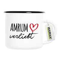 Emaille Tasse Amrum verliebt 300ml Vintage Emaille Becher