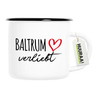 Emaille Tasse Baltrum verliebt 300ml Vintage Emaille Becher