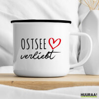 Emaille Tasse Ostsee verliebt 300ml Vintage Emaille Becher