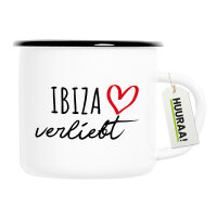 Emaille Tasse Ibiza verliebt 300ml Vintage Emaille Becher