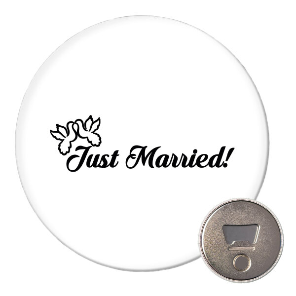 Magnet Just Married Tauben 59mm Kühlschrankmagnet Flaschenöffner