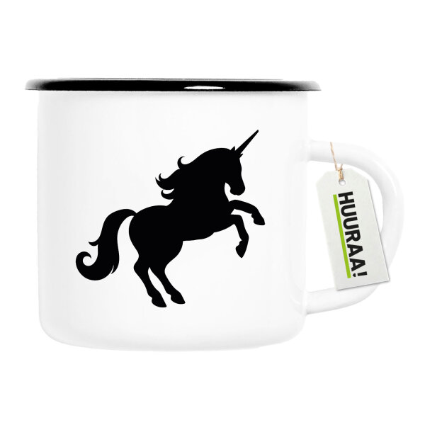 Emaille Tasse Einhorn Silhouette 300ml Vintage Emaille Becher