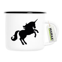 Emaille Tasse Einhorn Silhouette 300ml Vintage Emaille...
