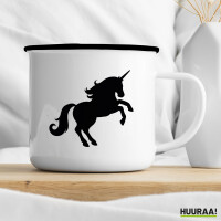 Emaille Tasse Einhorn Silhouette 300ml Vintage Emaille Becher