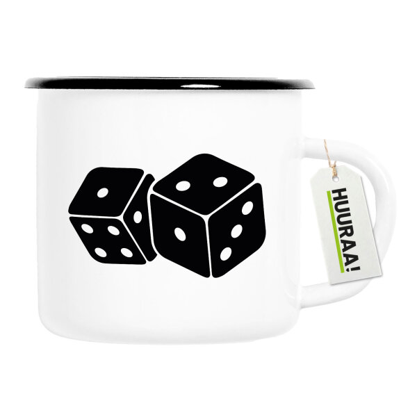 Emaille Tasse Würfel Dice 300ml Vintage Emaille Becher