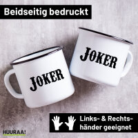 Emaille Tasse Joker Schriftzug 300ml Vintage Emaille Becher