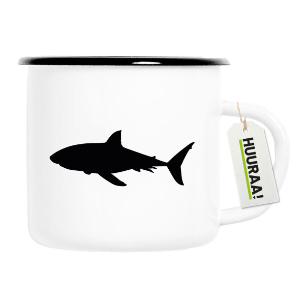 Emaille Tasse Hai Silhouette 300ml Vintage Emaille Becher