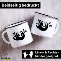 Emaille Tasse Faultier Silhouette 300ml Vintage Emaille...