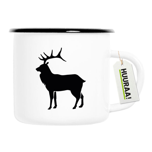 Emaille Tasse Hirsch Silhouette 300ml Vintage Emaille Becher