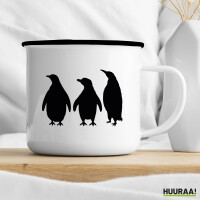 Emaille Tasse Pinguine Silhouette 300ml Vintage Emaille Becher