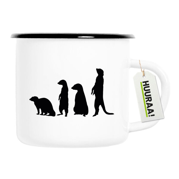 Emaille Tasse Erdmännchen Silhouette 300ml Vintage Emaille Becher