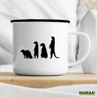 Emaille Tasse Erdmännchen Silhouette 300ml Vintage Emaille Becher