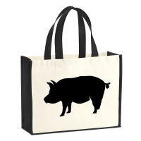 Jutetasche Schwein Silhouette 21 Liter Black