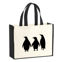 Jutetasche Pinguine Silhouette 21 Liter Black