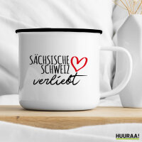 Emaille Tasse Sächsische Schweiz verliebt 300ml Vintage Emaille Becher