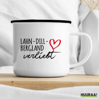 Emaille Tasse Lahn-Dill-Bergland verliebt 300ml Vintage Emaille Becher