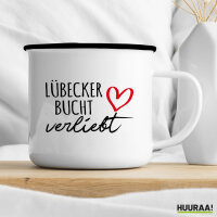Emaille Tasse Lübecker Bucht verliebt 300ml Vintage Emaille Becher