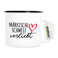 Emaille Tasse Märkische Schweiz verliebt 300ml Vintage Emaille Becher