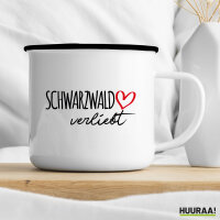 Emaille Tasse Schwarzwald verliebt 300ml Vintage Emaille Becher