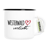 Emaille Tasse Westerwald verliebt 300ml Vintage Emaille Becher
