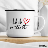 Emaille Tasse Lahn verliebt 300ml Vintage Emaille Becher