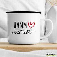 Emaille Tasse Hamm verliebt 300ml Vintage Emaille Becher