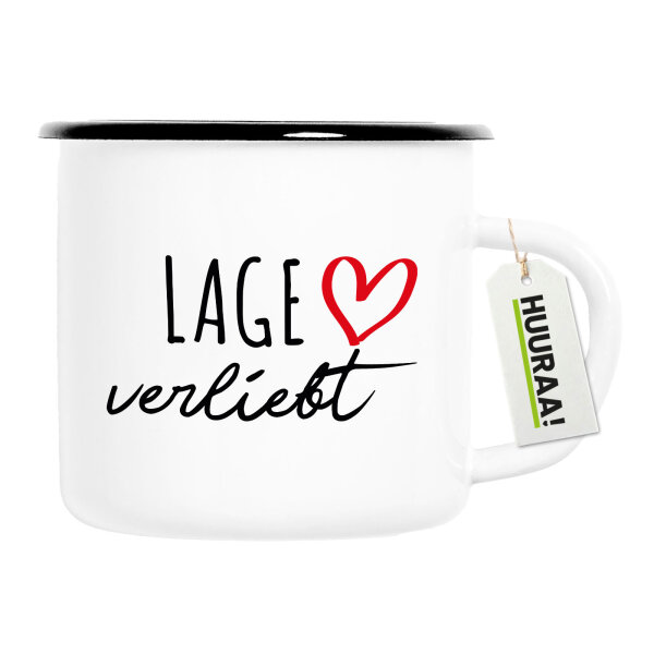 Emaille Tasse Lage verliebt 300ml Vintage Emaille Becher