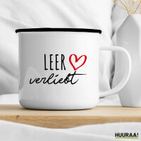 Emaille Tasse Leer verliebt 300ml Vintage Emaille Becher