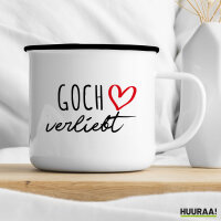 Emaille Tasse Goch verliebt 300ml Vintage Emaille Becher