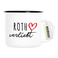 Emaille Tasse Roth verliebt 300ml Vintage Emaille Becher