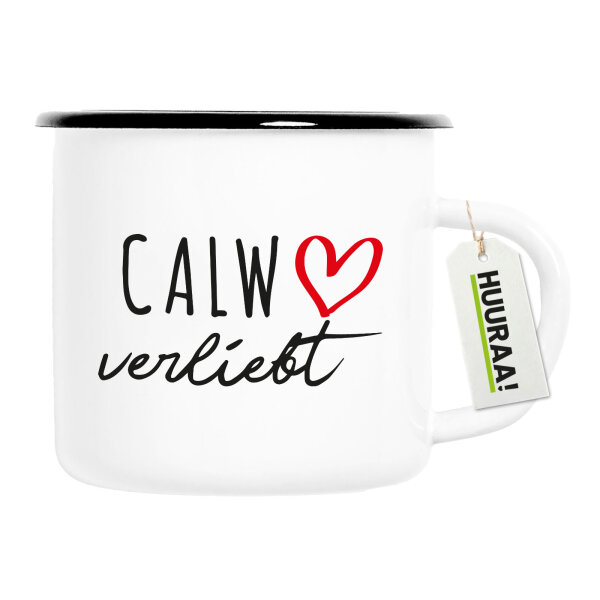 Emaille Tasse Calw verliebt 300ml Vintage Emaille Becher