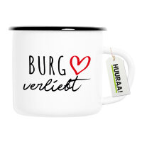 Emaille Tasse Burg verliebt 300ml Vintage Emaille Becher
