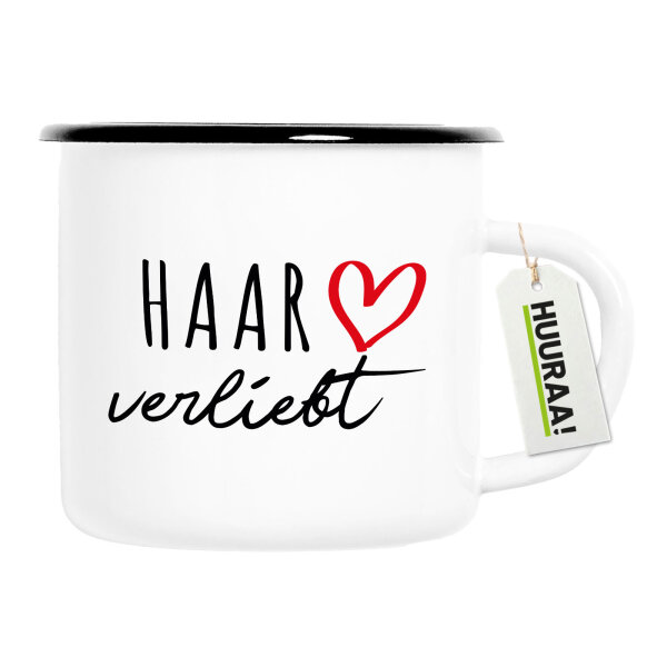 Emaille Tasse Haar verliebt 300ml Vintage Emaille Becher